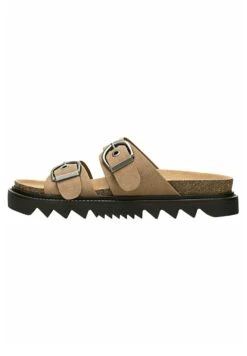 Stradivarius Buckled Flat - Mules - Beige