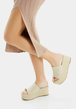BERSHKA Mules À Talons - Beige
