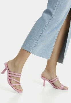 BERSHKA Strappy Stiletto - Mules À Talons - Pink