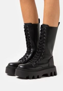 Buffalo Flora Laceup - Bottes À Lacets - Black