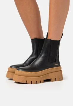 COPENHAGEN Cph686 - Bottines À Plateau - Black/Cognac