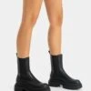 BERSHKA With Elastic Panels - Bottines À Plateau - Black